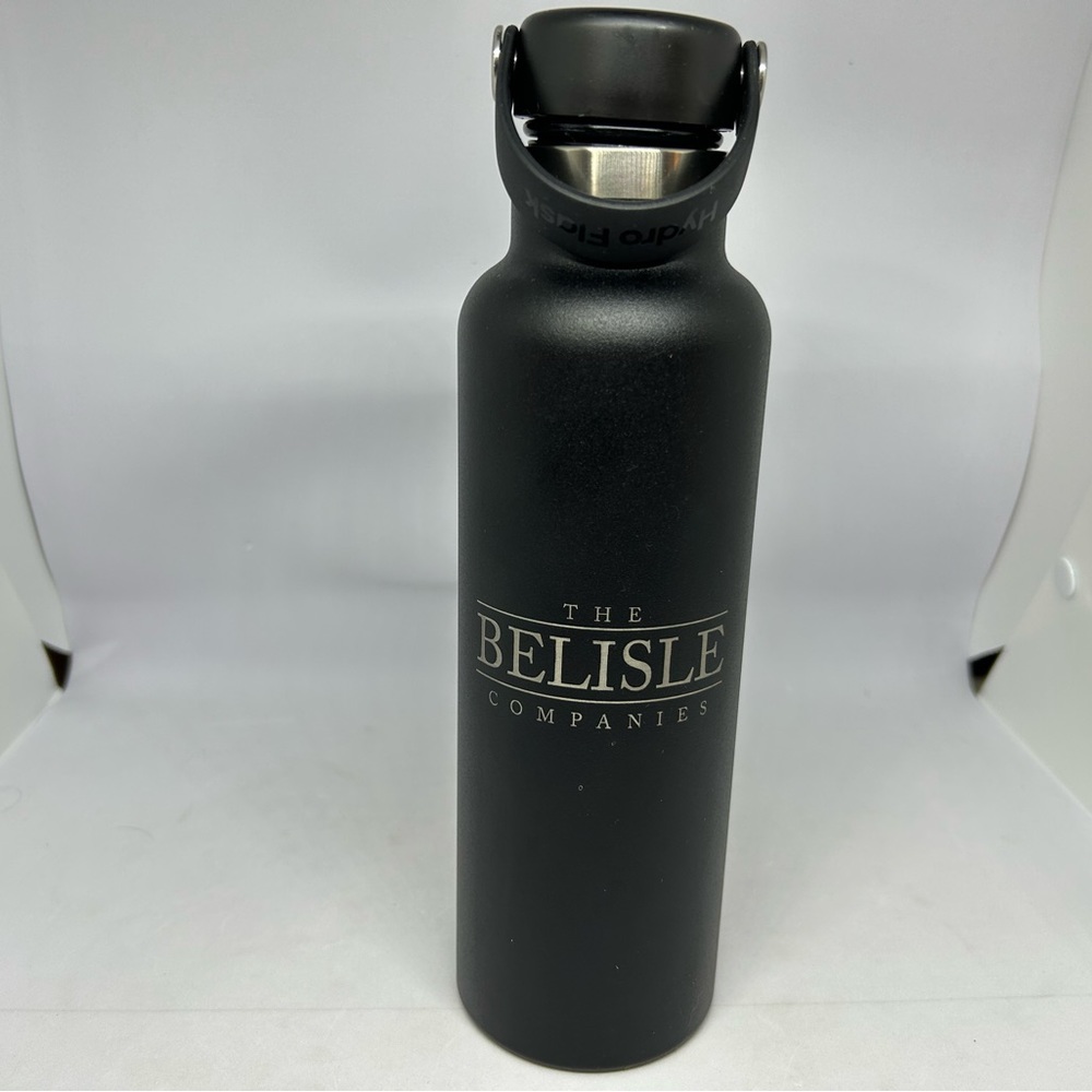Hydro flask Thermos Black Tumbler "The Belisle Companies"‎ Logo 21oz